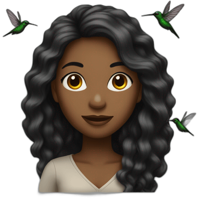 Black women with long hair and humming bird emoji