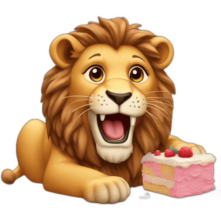 Lion eating cake emoji