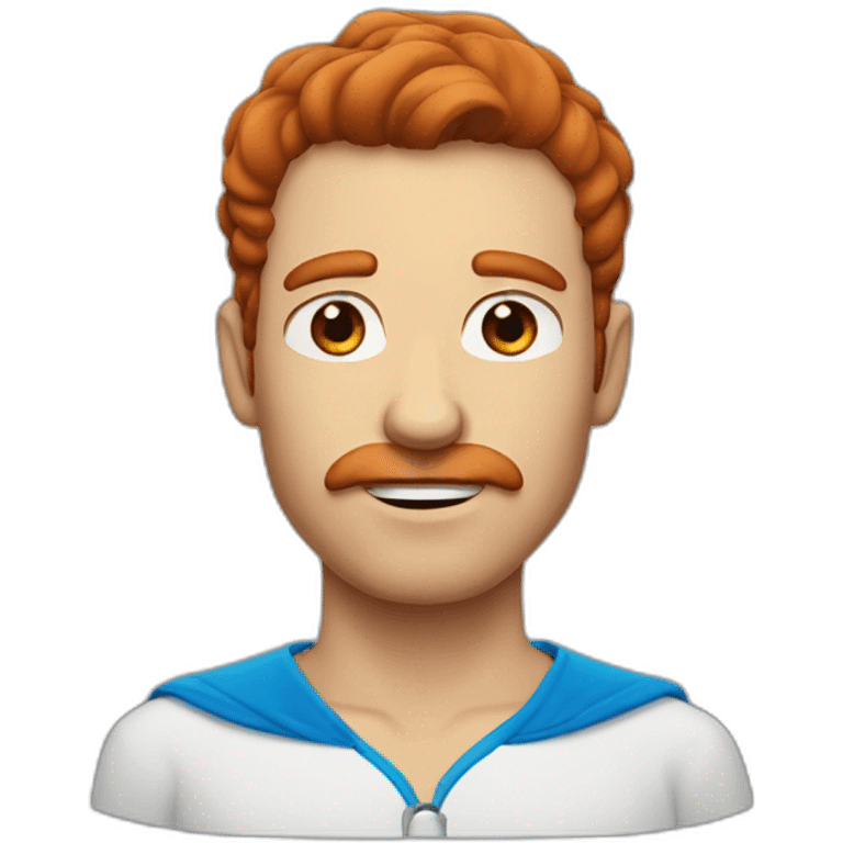 man with red hair and brown mustache with blue eyes emoji