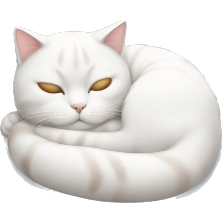 A white curled up cat napping emoji