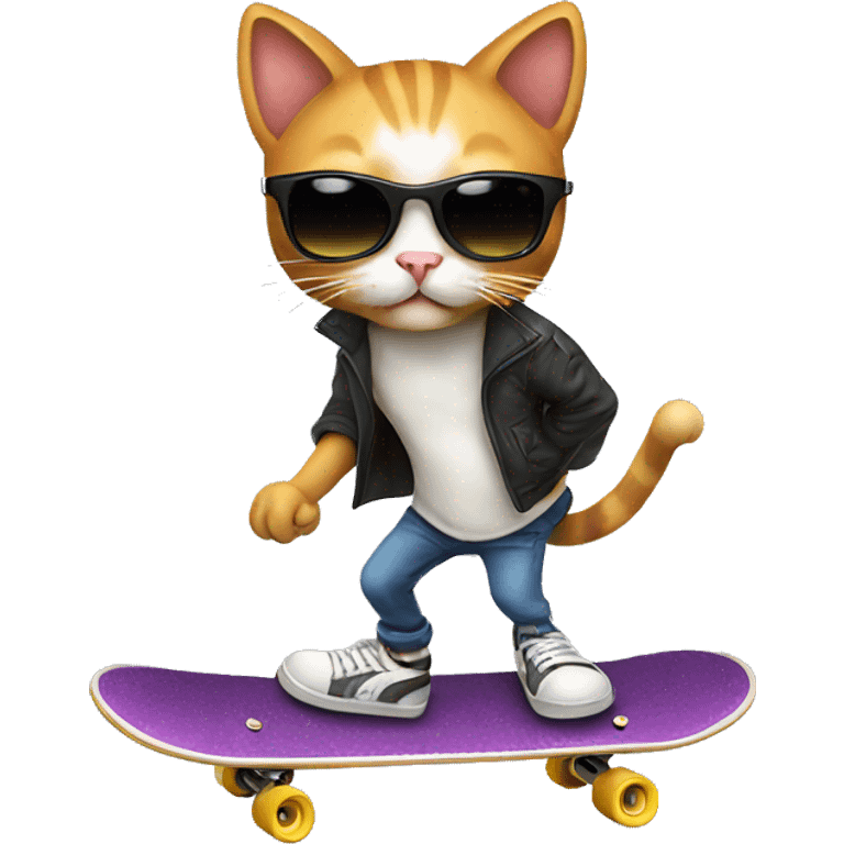 Cat with sunglasses skateboarding emoji