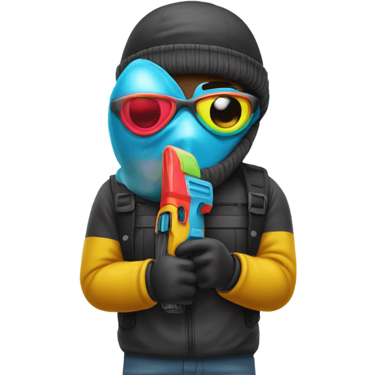 man with ski mask and water gun emoji