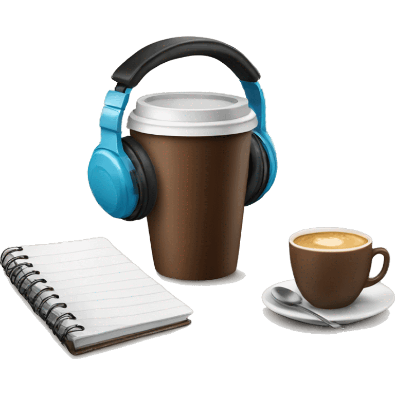 Coffee, headphones and notebook emoji