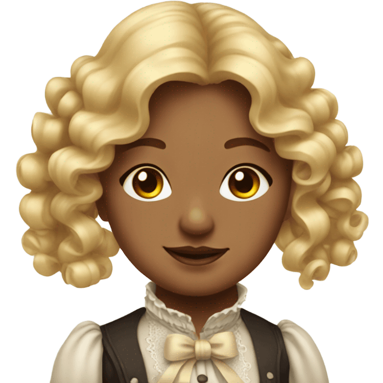 Victorian girl with blonde sausage curls with ribbons very detailed and realistic emoji