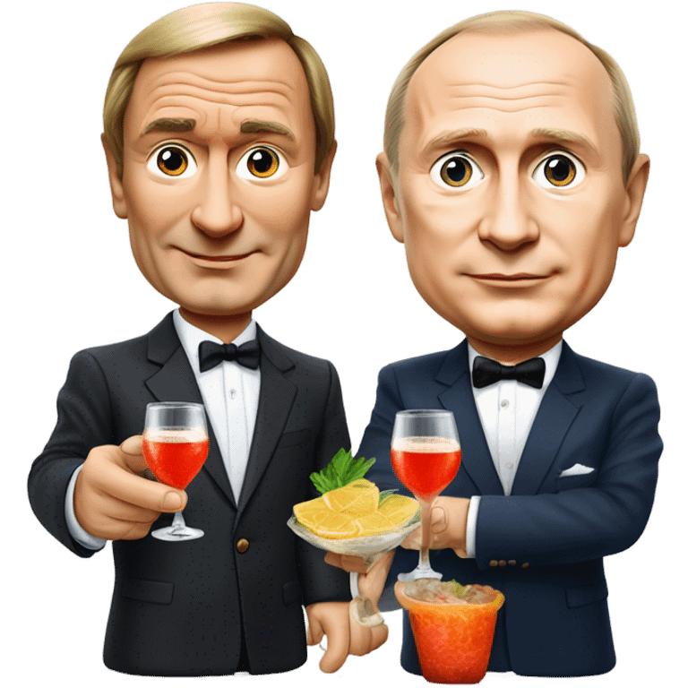 Vladimir Putin and Gerhard Schröder with shrimp cocktail  emoji