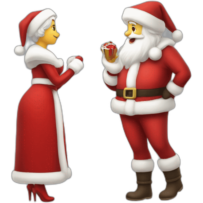 full body santa and mrs. claus kiss emoji