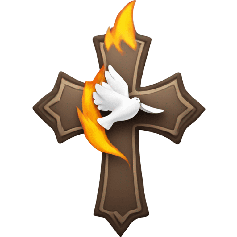 cross with dove inside a flame emoji