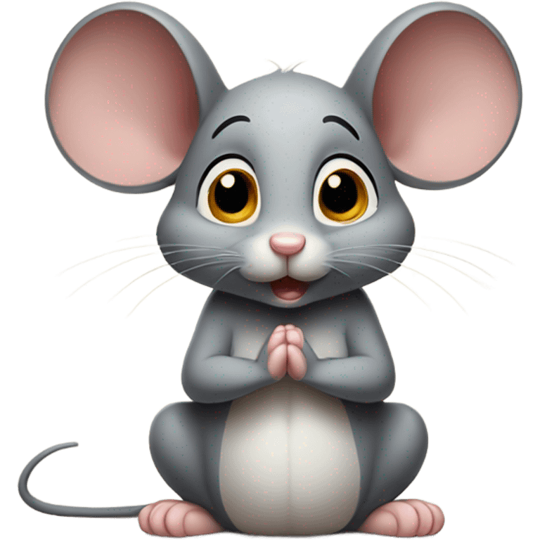 This cute-mouse hungry holding hands in prayer emoji