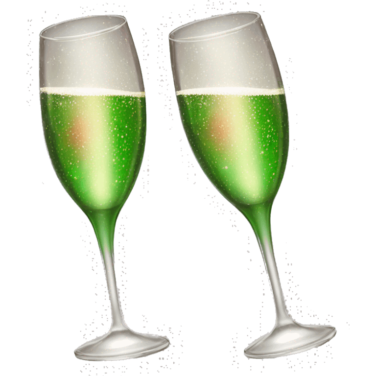 Two champagne glasses with red and green sparkles emoji