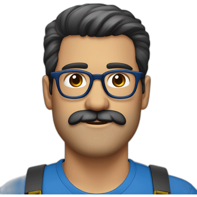 Hombre maduro  rubio con lentes azules redondos,  barba canosa emoji