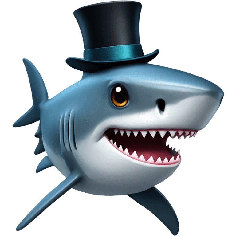 Shark with a top hat emoji