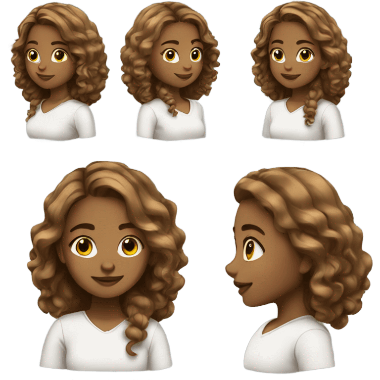 a girl light brown skin wavy hair studying emoji