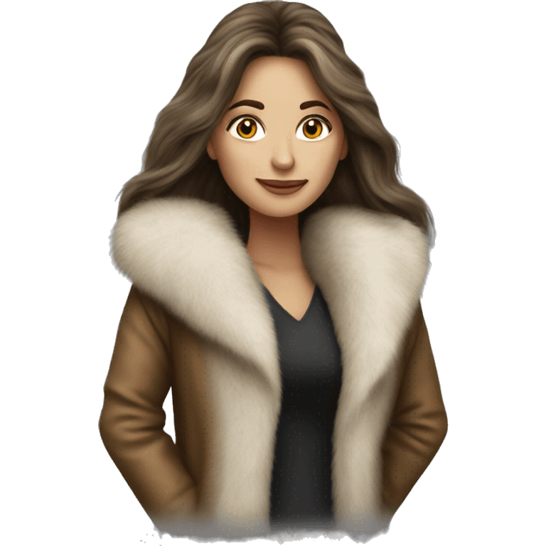 Beautiful realistic long hair light brunette mob wife with fur coat emoji