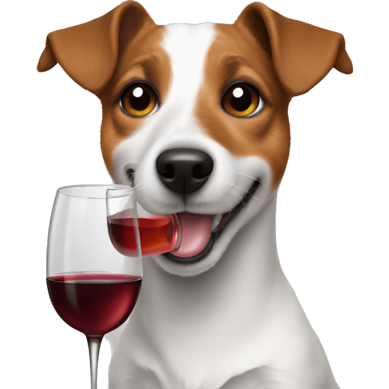 Jack Russell holds a glass of wine emoji