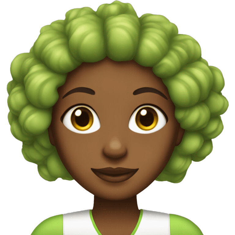 Brown skin girl with rollers in her hair and avocado mask emoji