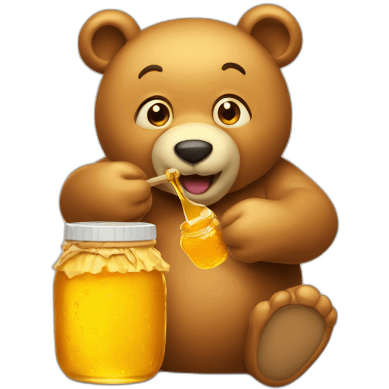 A honey bear eating out of a jar of honey emoji