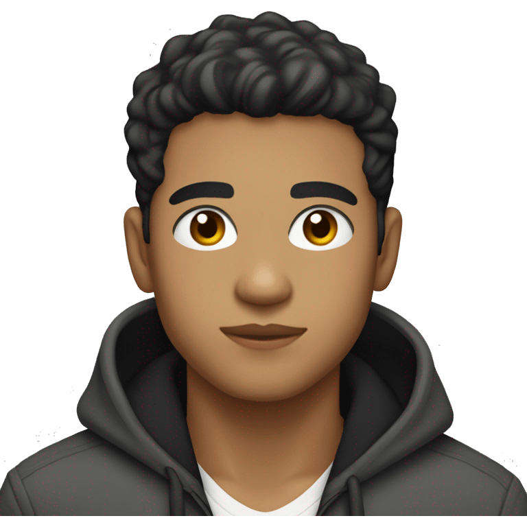 25-year old latino, light-brown skin, with black eyes and short hair, wearing a hoodie under a blazer emoji