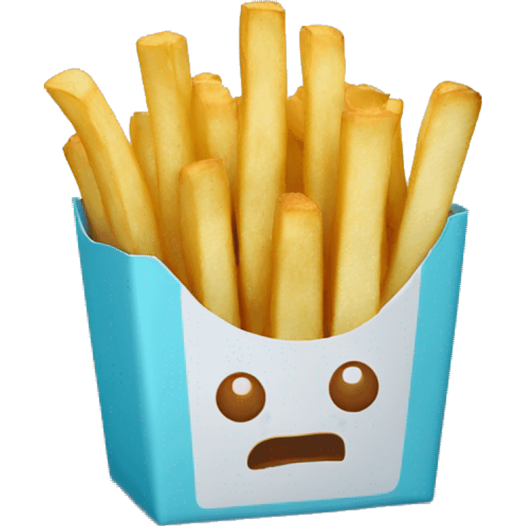 French fries with light blue box  emoji