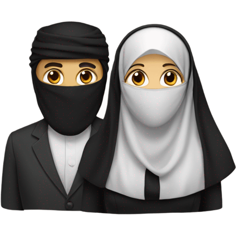 Niqabi women and husband  emoji