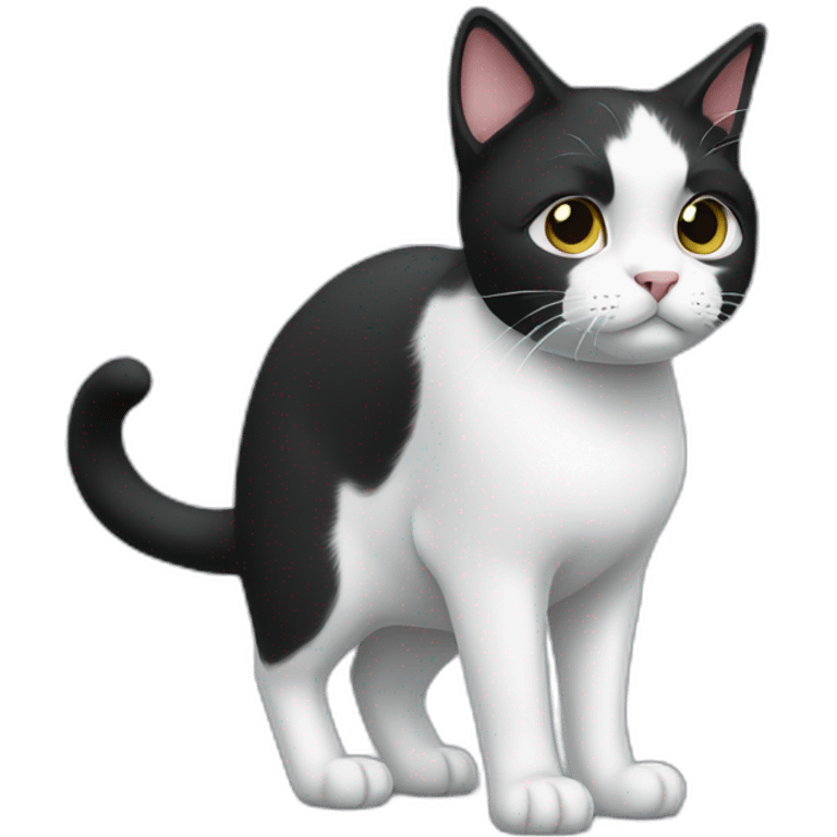 black and white cat is standing emoji