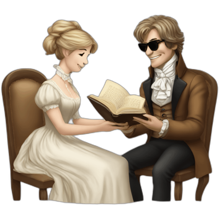 eddie from iron maiden as jane austen reading a book emoji