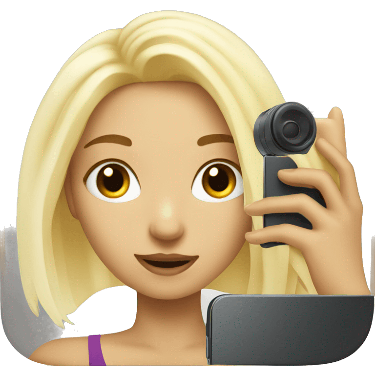 blonde girl taking a selfie emoji