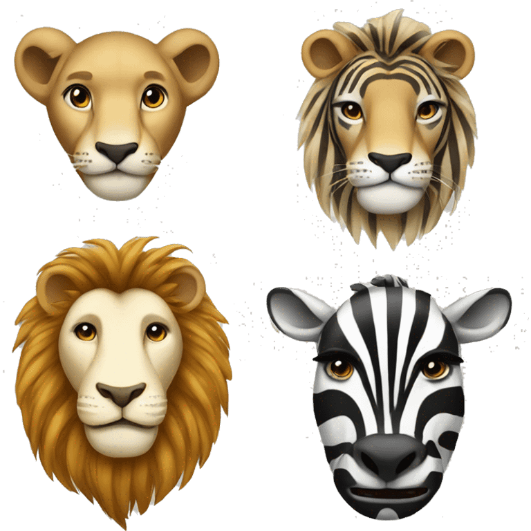 lion and zebra emoji