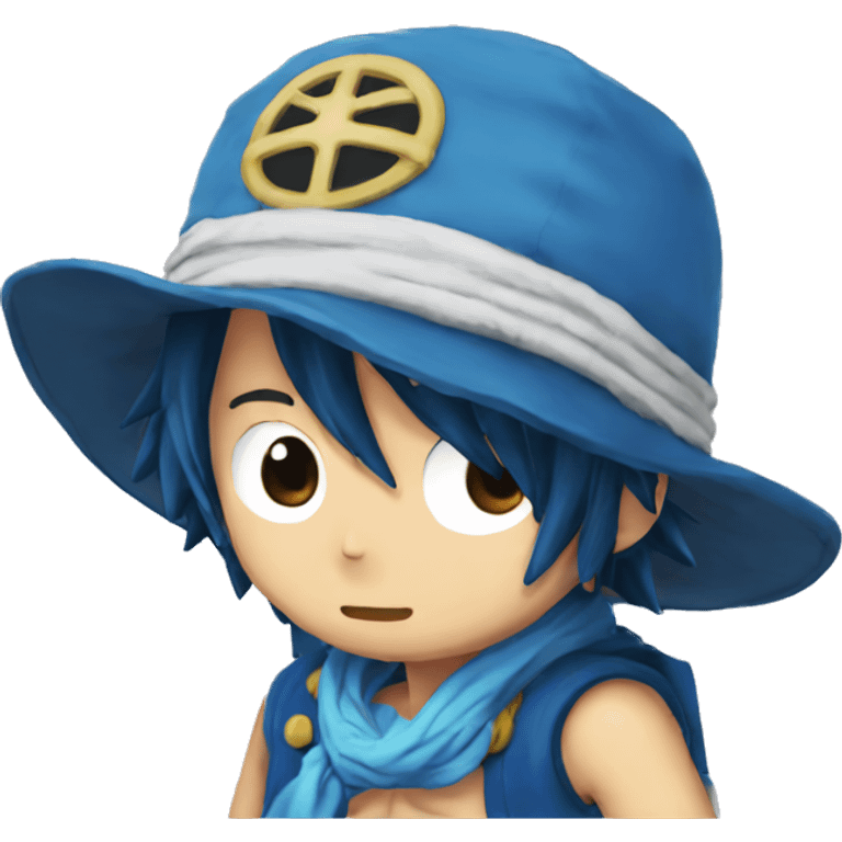 Luffy in a blue wale  emoji