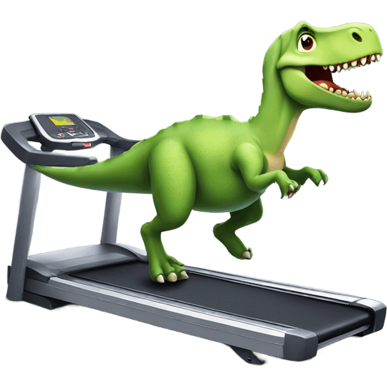 Fitness dinosaur running on treadmill emoji