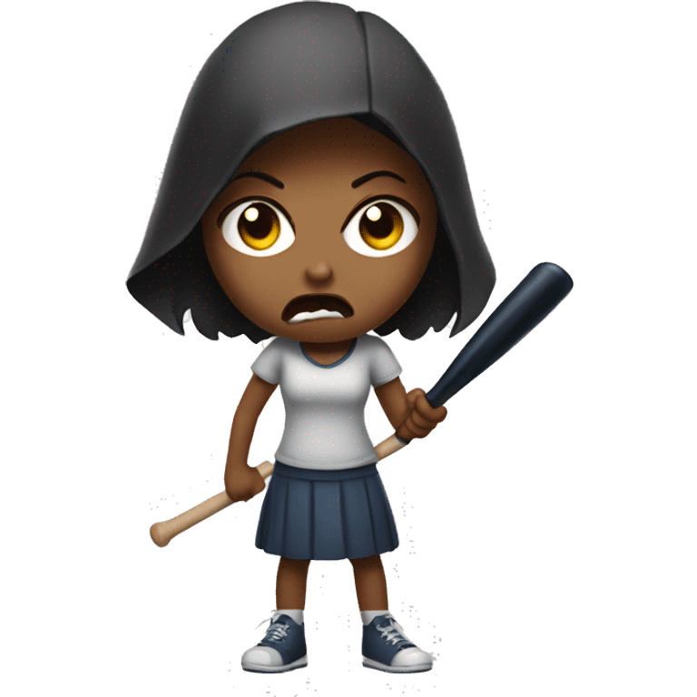 Angry girl with a bat in her hand  emoji