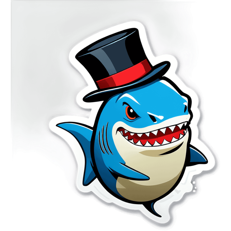 Shark with a top hat emoji