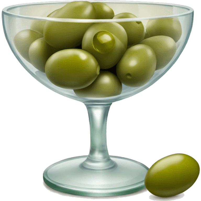 crystal bowl of green olives and glass of wine  emoji