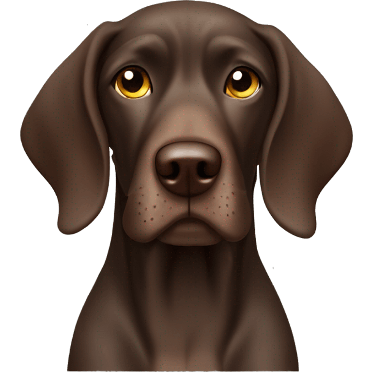 Brown German short haired pointer  with ticking looking sleepy emoji