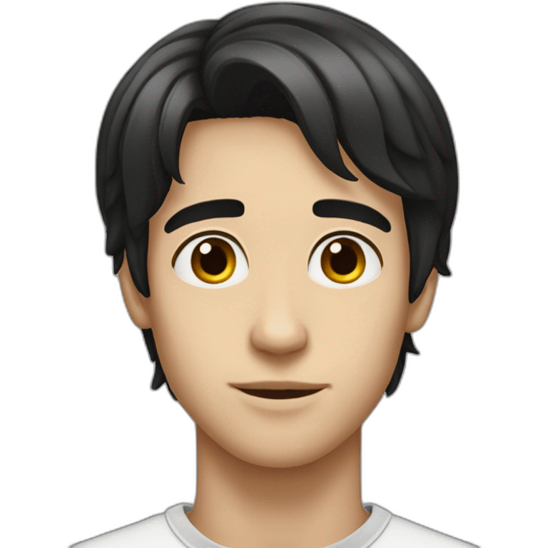 Young men French type with dark straight hair  emoji