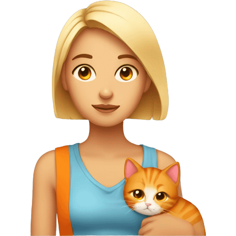 Tired girl that’s tan with orange kitten emoji