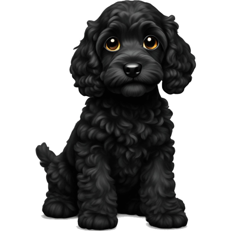 Black cockapoo puppy dog black emoji