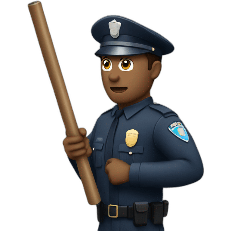 A policeman with a baton in his hand getting ready to strike emoji