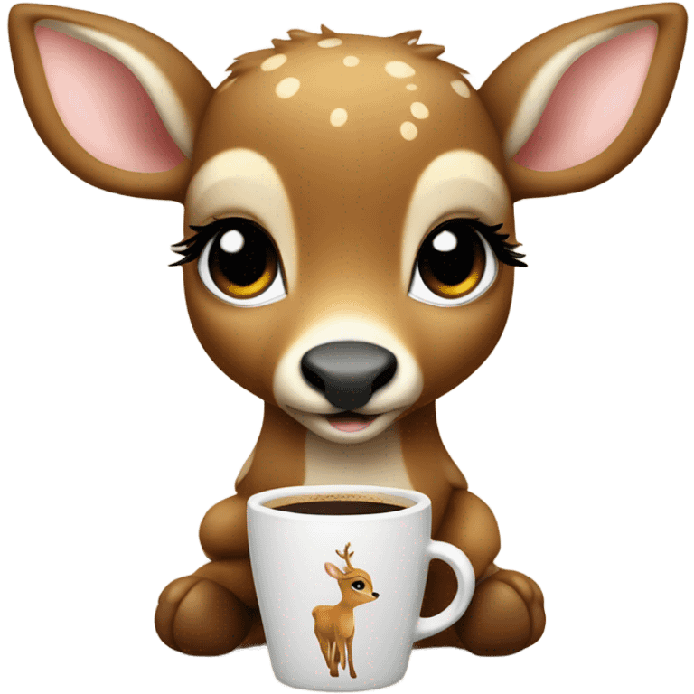 Baby deer drinking coffee emoji