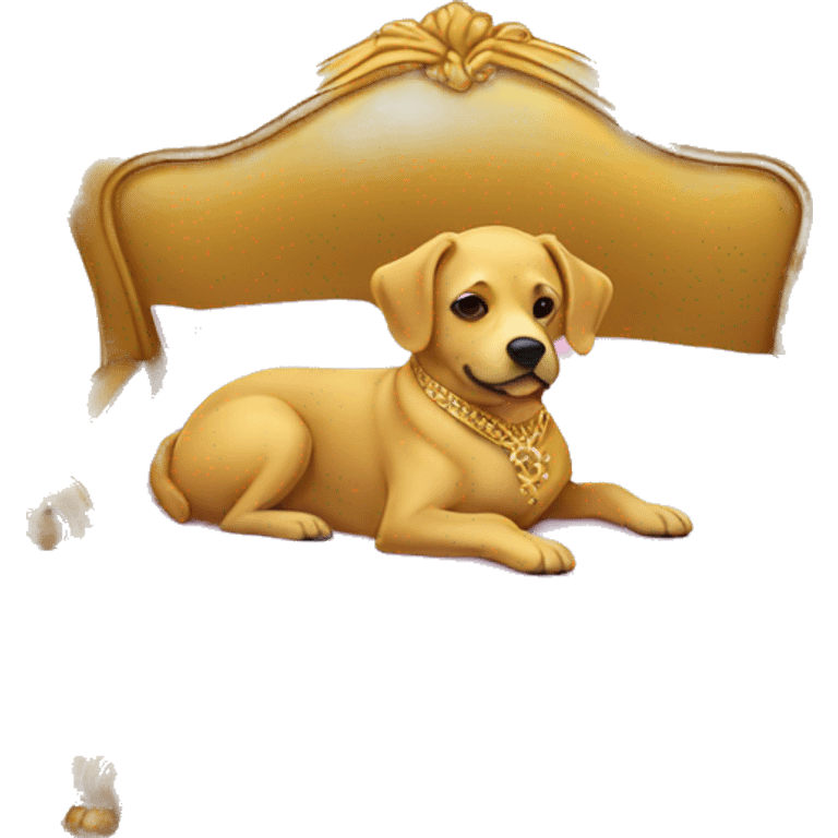 Gold dog laying down in a fancy bed emoji