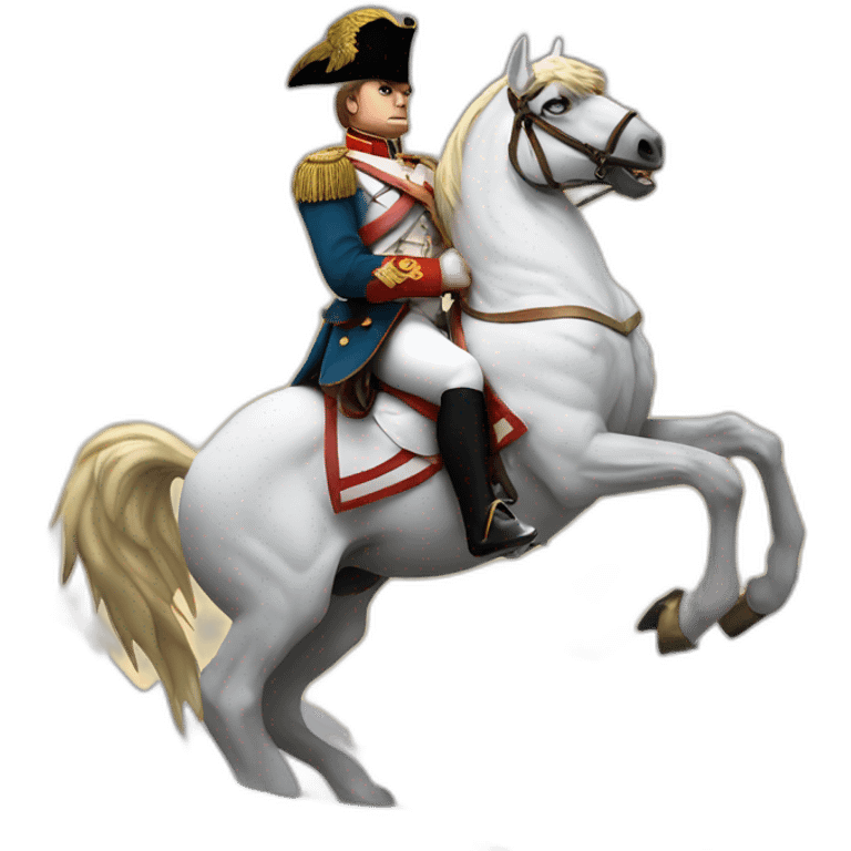 serious angry napoleon on white horse hold a golden eagle emoji