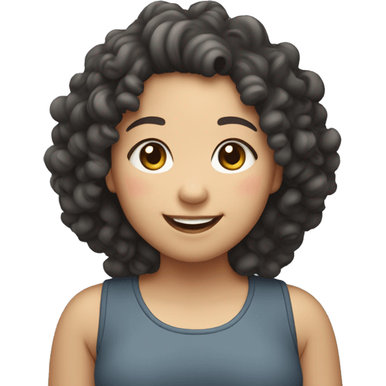 asian chubby curly haired girl smiling  emoji