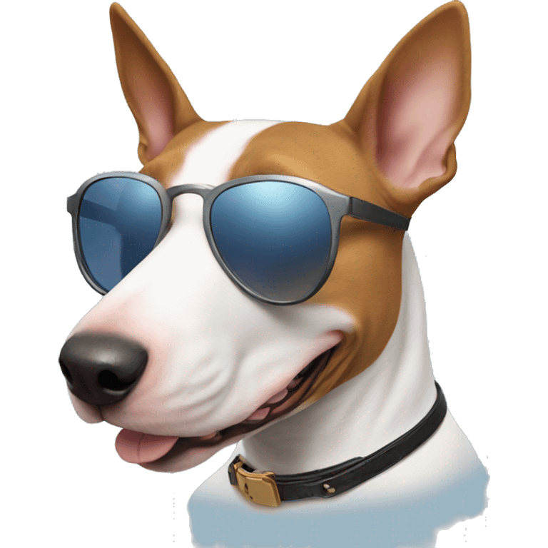 Miniature Bull Terrier with sunglasses emoji