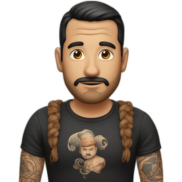 Hombre con tatuaje de polilla emoji