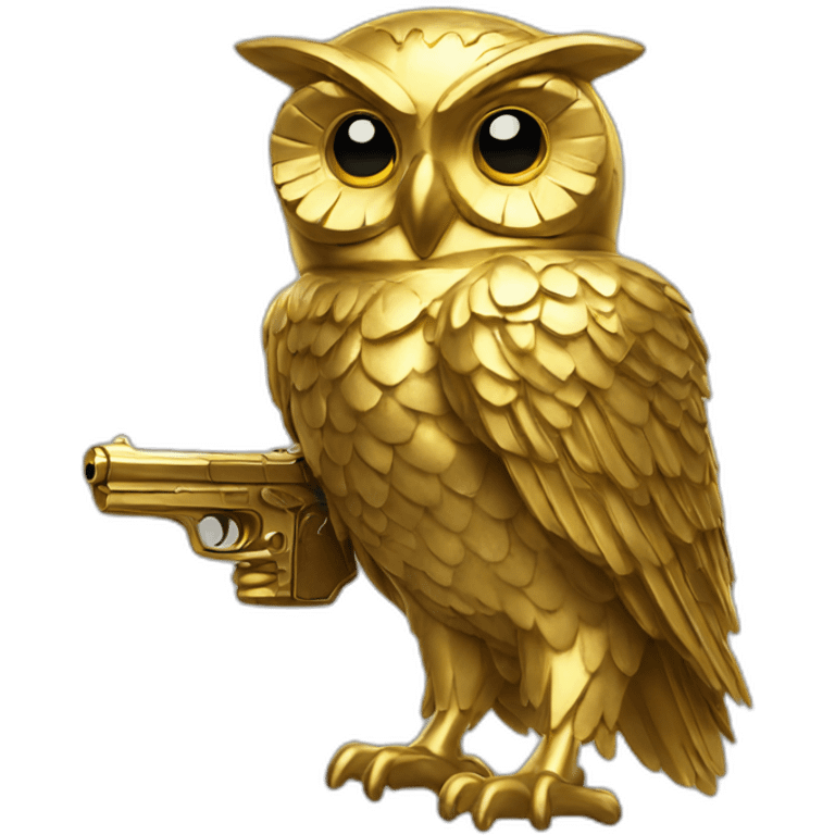 gold owl with a gun emoji