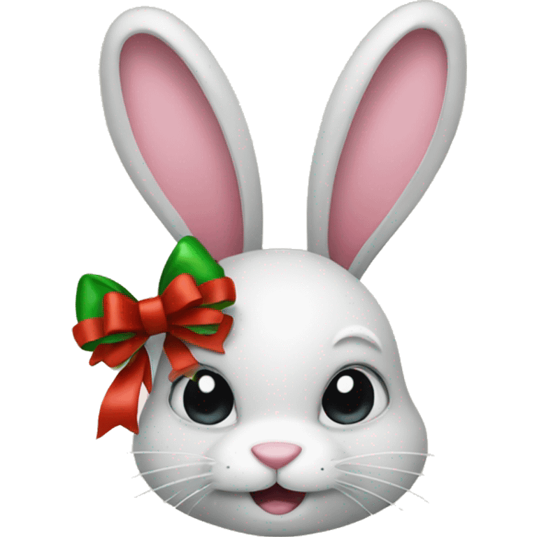 Christmas bunny with a bow  emoji