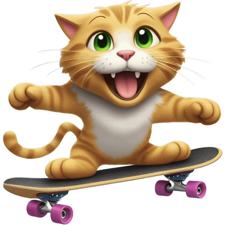 Happy cat skate boarding emoji