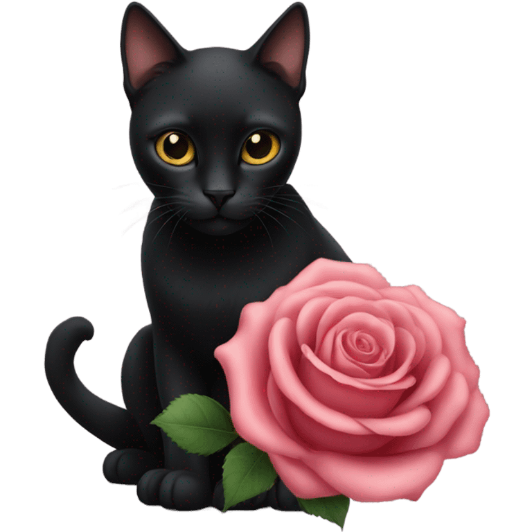 black cat with a rose emoji