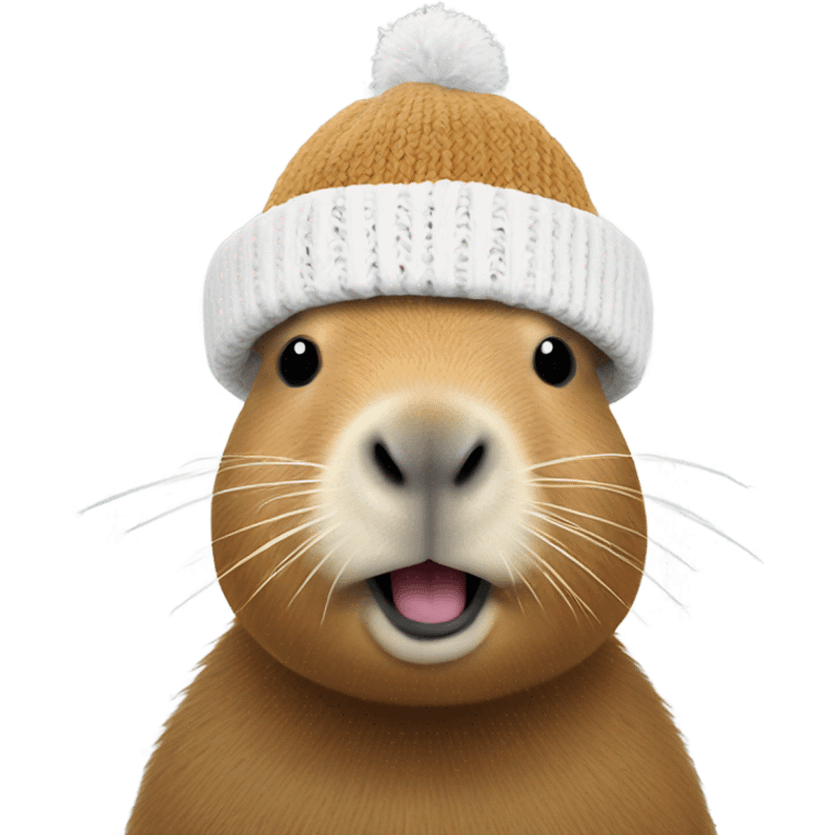 Capybara in a white knitted hat emoji