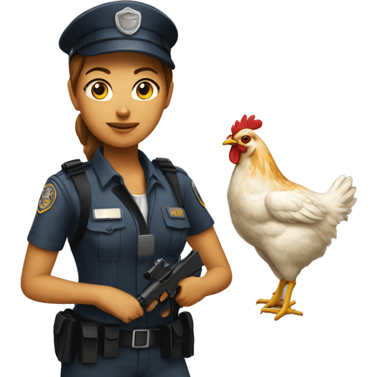 Female Security agent with chicken emoji