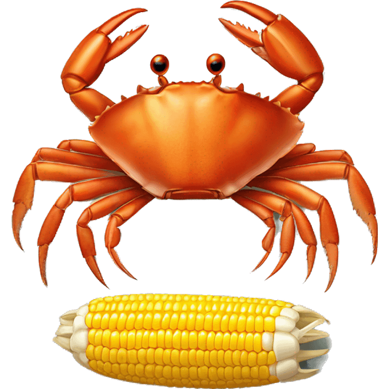 crab boil on a plate with shrimp and corn emoji